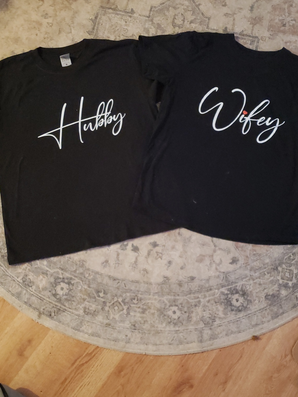 🧁Matching 'Hubby' and 'Wifey' Black Graphic Tee Set